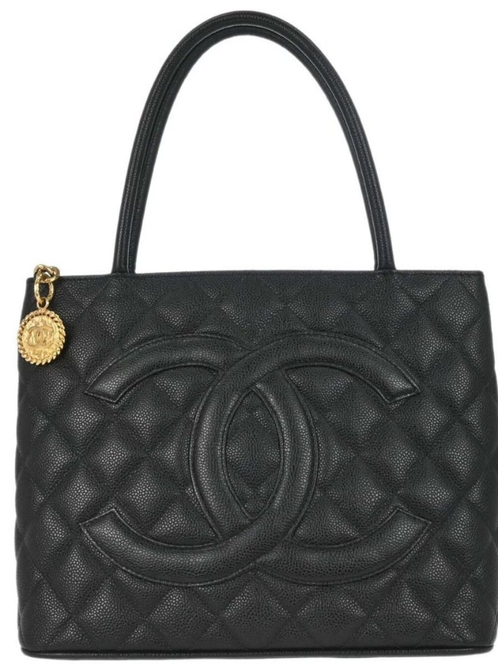 Chanel Black Calfskin Medallion Tote Handbag